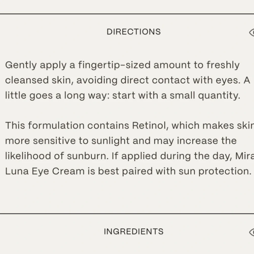 Twentynine Palms Mira Luna eye cream vegan MSRP $97. Contains retinol